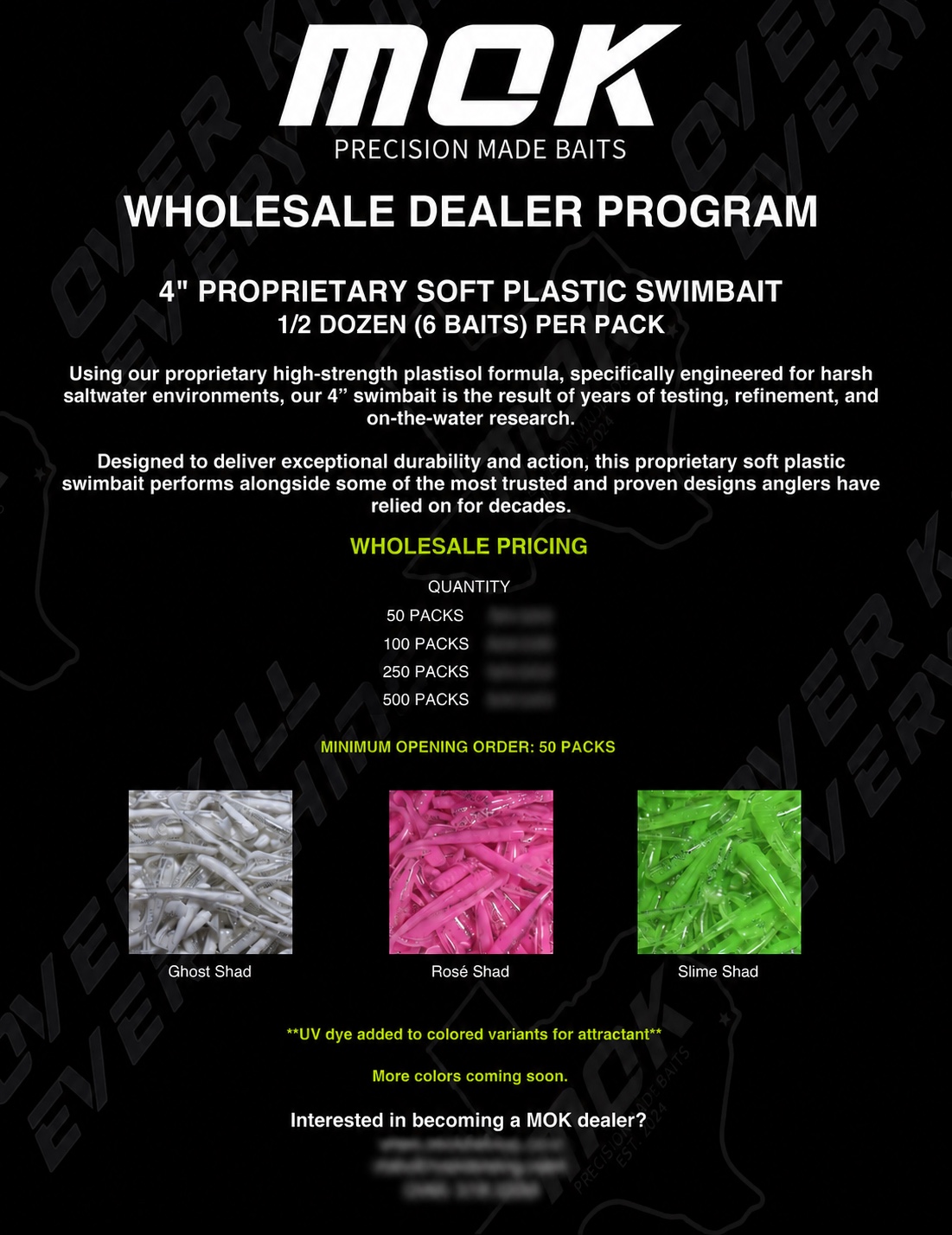 MOK Fishing Co. dealer sheet
