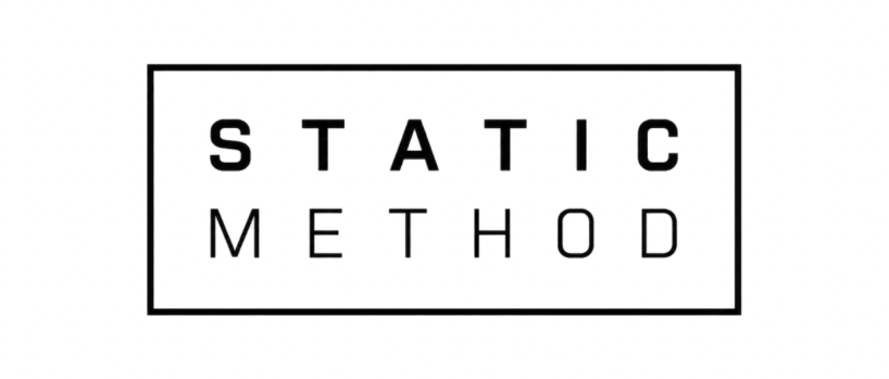 Official STATICMETHOD logo: two-line wordmark in a rectangular border
